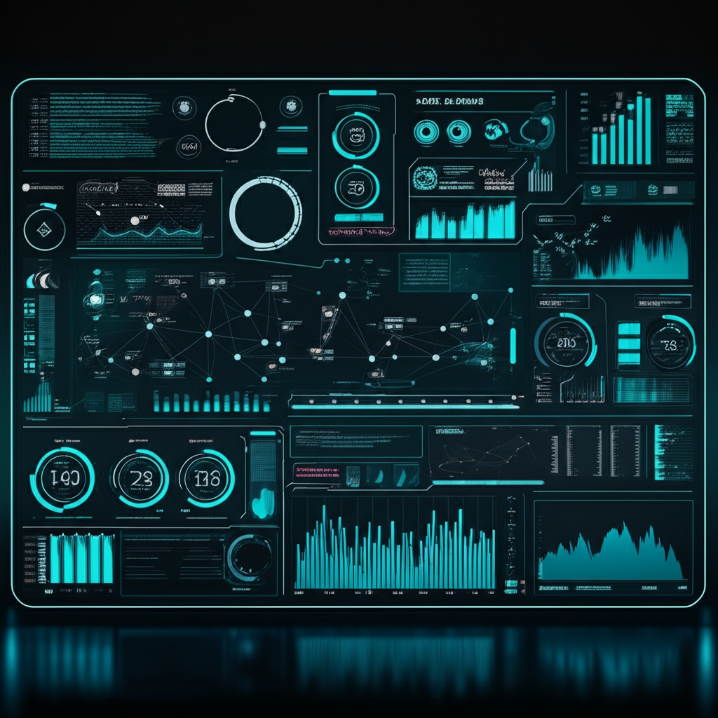 Futuristic dashboard displaying real-time data and connections within the x402 NFT ecosystem, symbolizing clear navigation